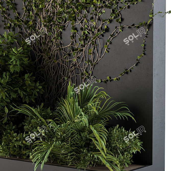 Verdant Oasis: Outdoor Ivy Green Wall 3D model image 3