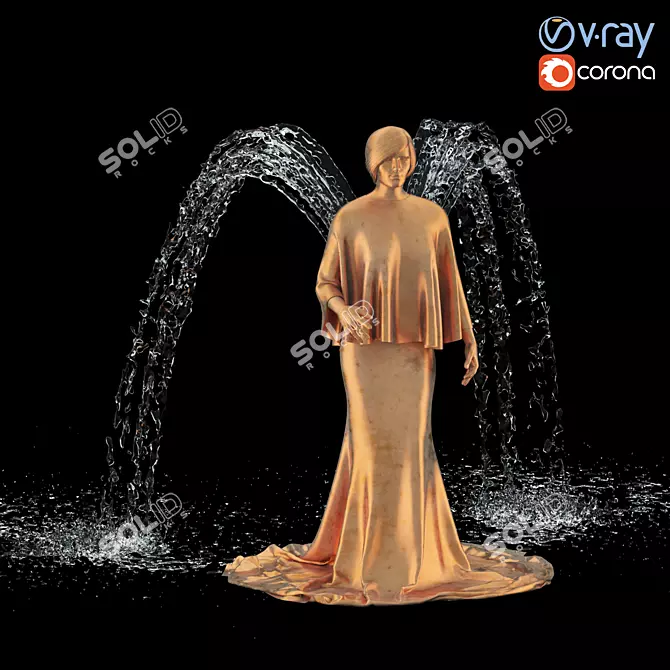 Magical Angel Fountain - Stunning Water Feature 3D model image 1