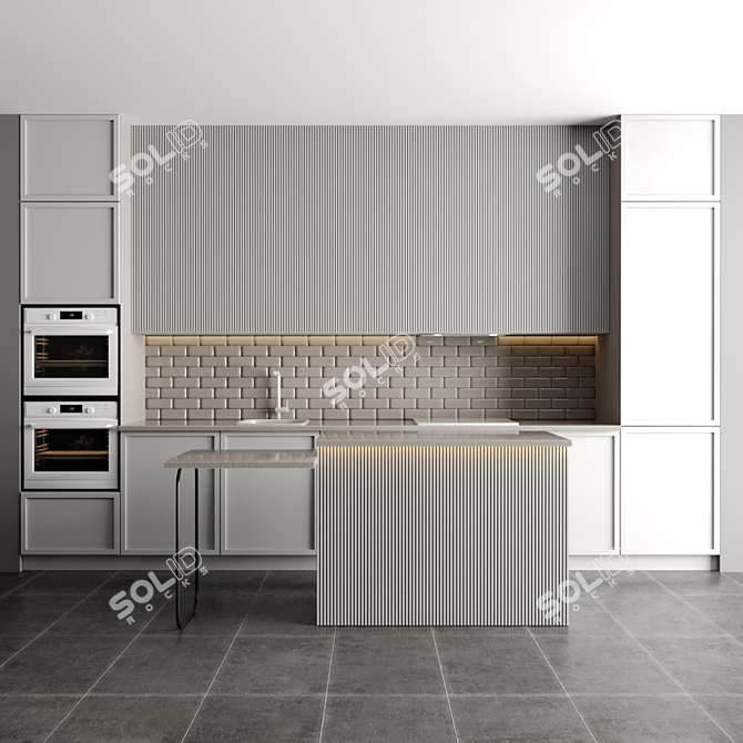Modular Kitchen Design: 3ds Max, Vray, Corona 3D model image 1