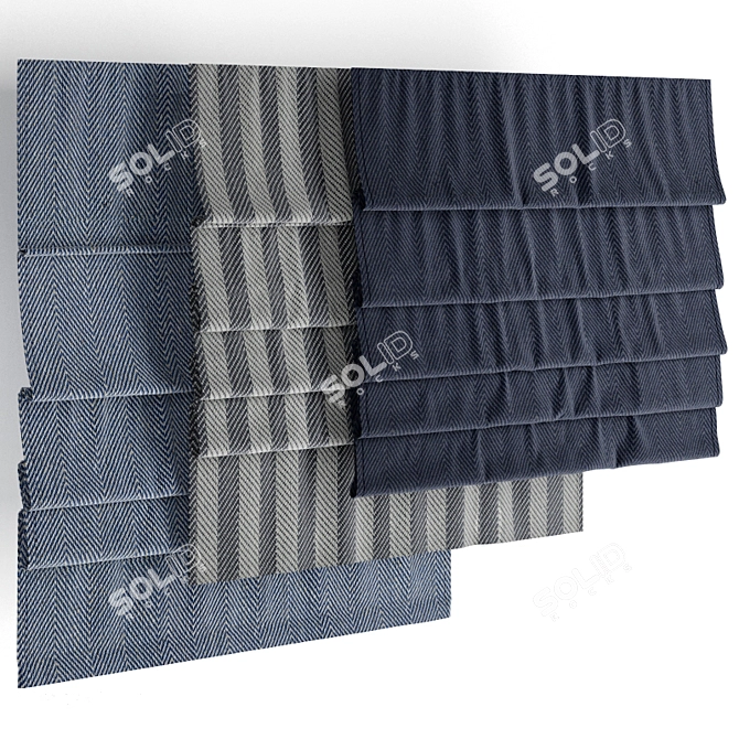 Elegant Roman Blinds Set 3D model image 1