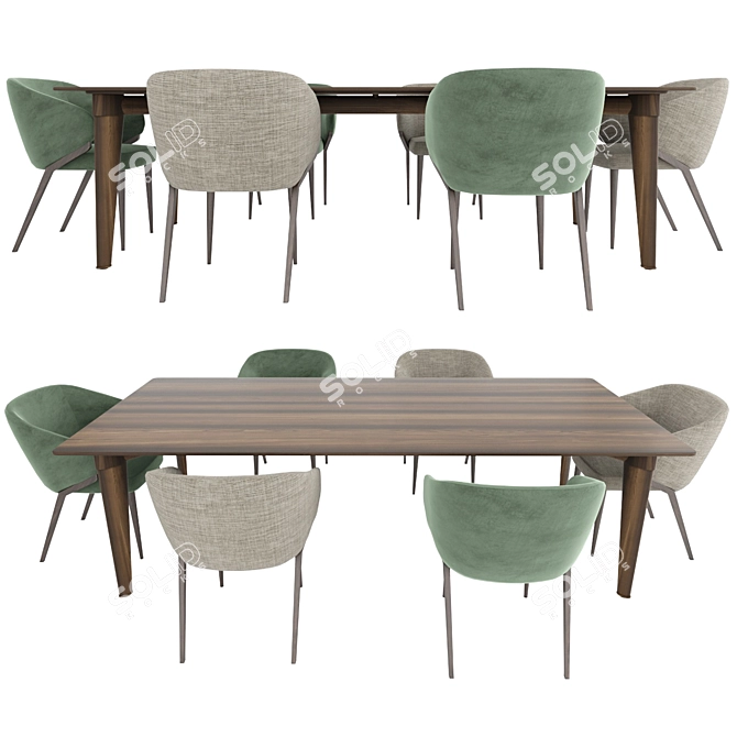 Elevate Your Dining Experience: Minotti Penthouse Table & Nora Chair 1530 3D model image 2