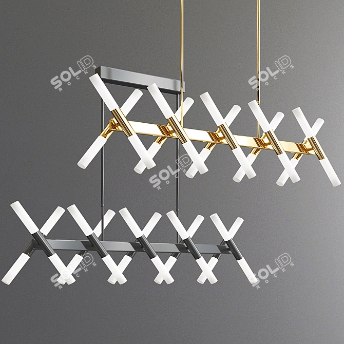 Modern Black and Gold Chandelier 3D model image 1