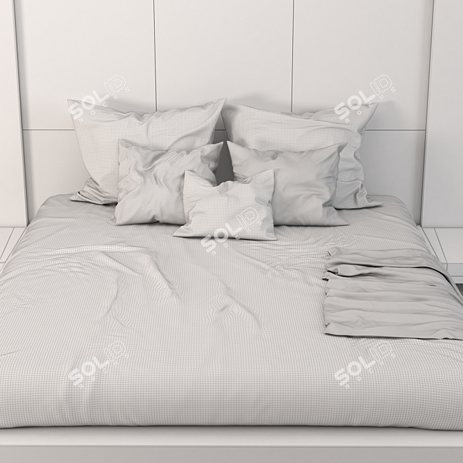 Minimal Wood Queen Bed 3D model image 5