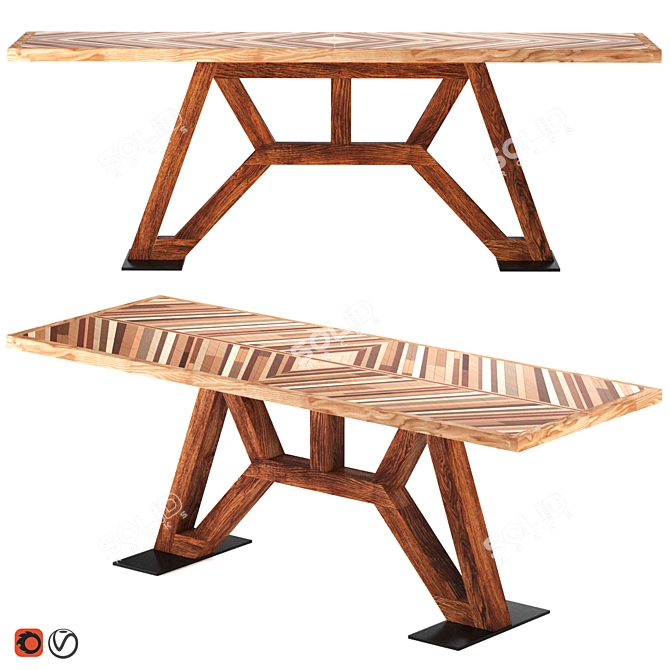 Ethnicity Xxl Wood Table 3D model image 1