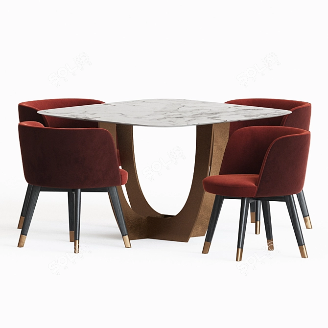 Colette Dining Chair & Romeo Table Set 3D model image 2