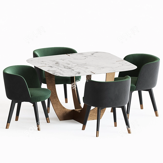 Colette Dining Chair & Romeo Table Set 3D model image 3