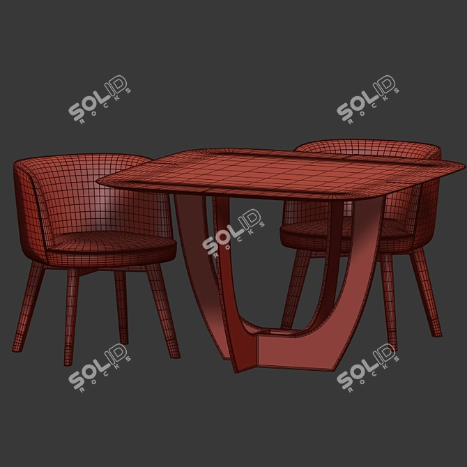 Colette Dining Chair & Romeo Table Set 3D model image 5