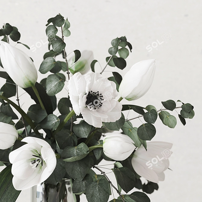 Eucalyptus Bliss Bouquet: Tulips & Eucalyptus 3D model image 2