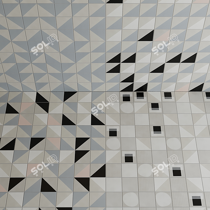 Futuristic Bauhaus-Inspired Ceramic Tiles 3D model image 2