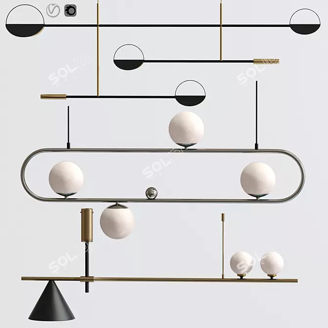 Sleek Pendant Lights for Modern Spaces 3D model image 1