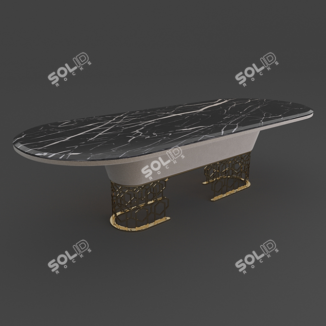 Marble and Gold Luxury Table 3D model image 3