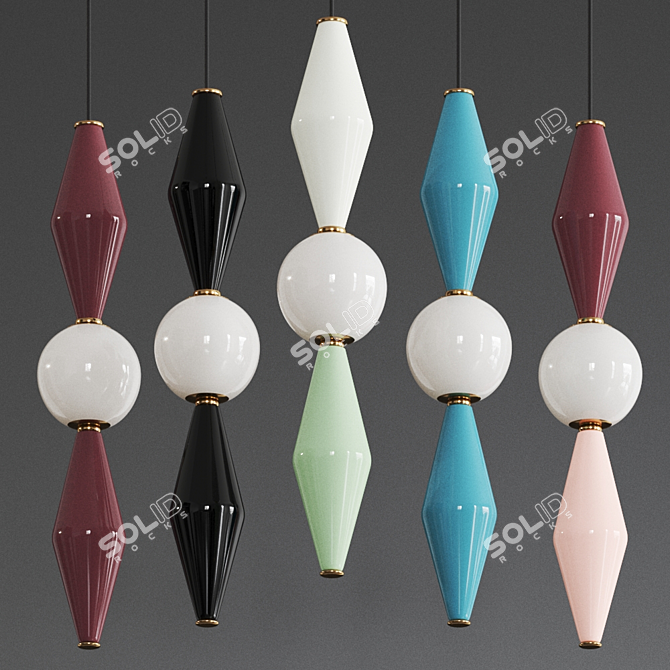 Gamma D Pendant Lamp: Glass & Aluminum 3D model image 1