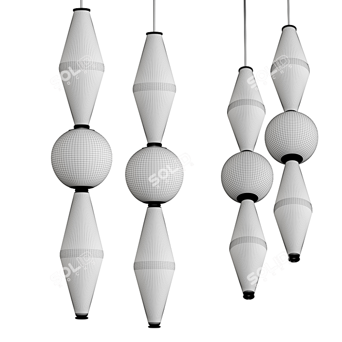 Gamma D Pendant Lamp: Glass & Aluminum 3D model image 3