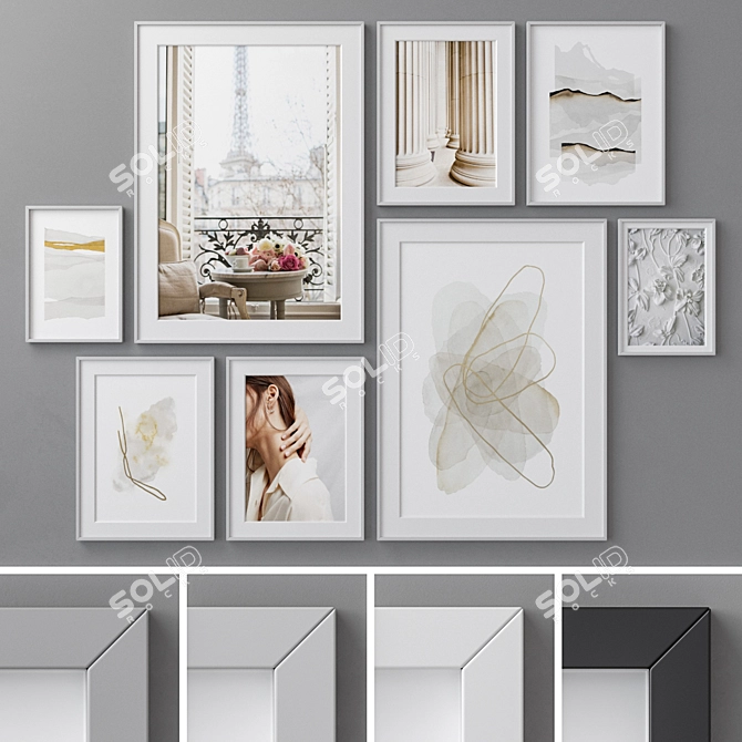 Multicolored Photo Frames Set 3D model image 1