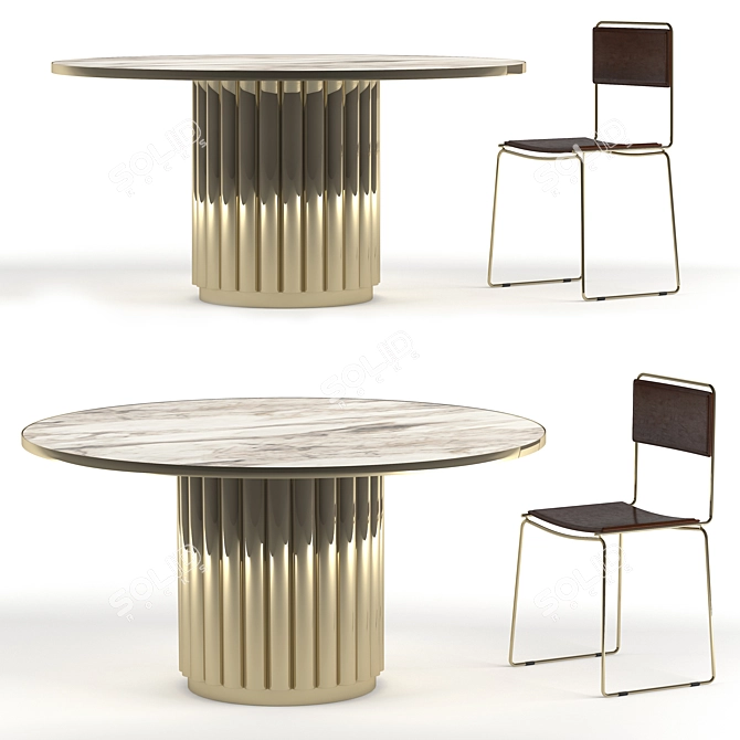 Futuristic Cyber Dining Set: Table & Chair 3D model image 1