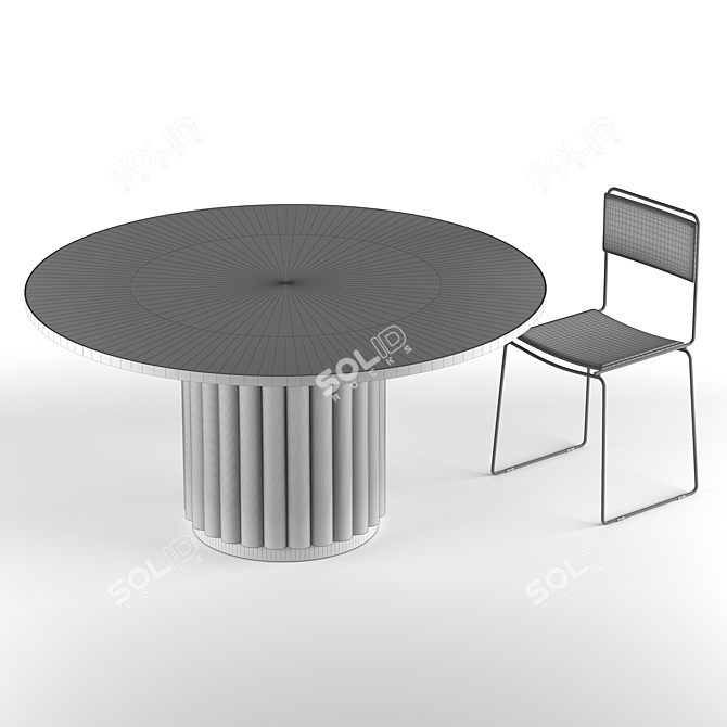 Futuristic Cyber Dining Set: Table & Chair 3D model image 3