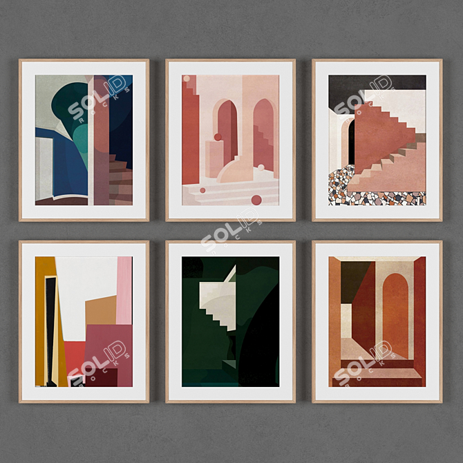 Modern Frame Set: 6 Frames, Various Sizes & Textures 3D model image 1