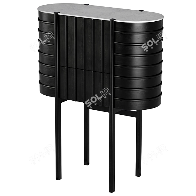 Monochrome Elegance: Woak Repeta 01 Cupboard 3D model image 1