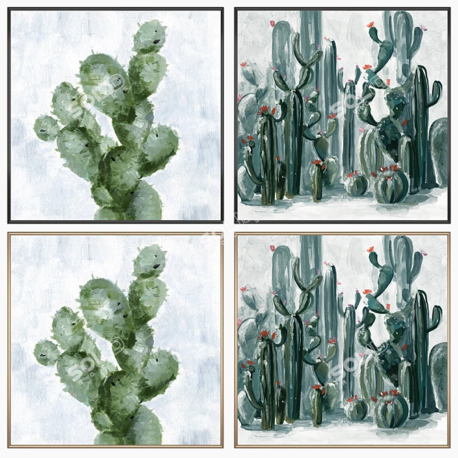 Elegant Wall Art Set with Multiple Frames 3D model image 2