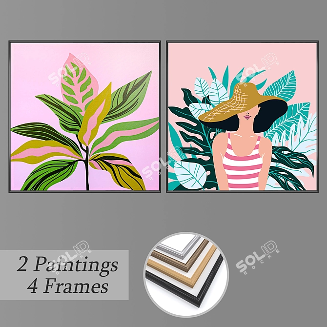 Elegant Wall Art Set with Multiple Frames 3D model image 1