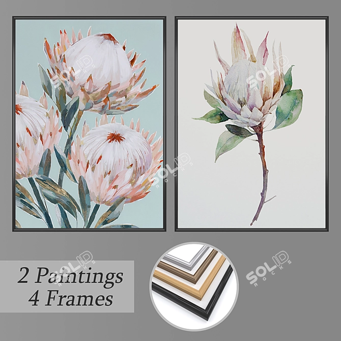 Elegant Wall Art Set: No 1809 3D model image 1