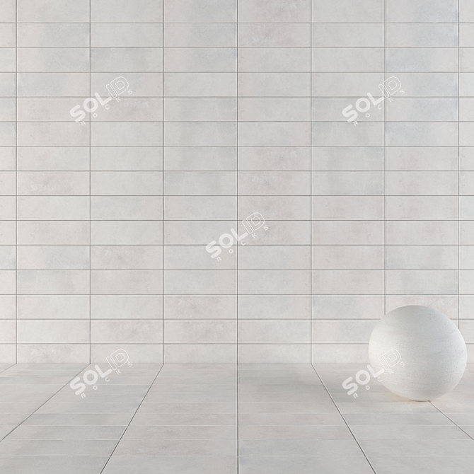 Suite Bianco Concrete Wall Tiles: 6 HD Textures 3D model image 1