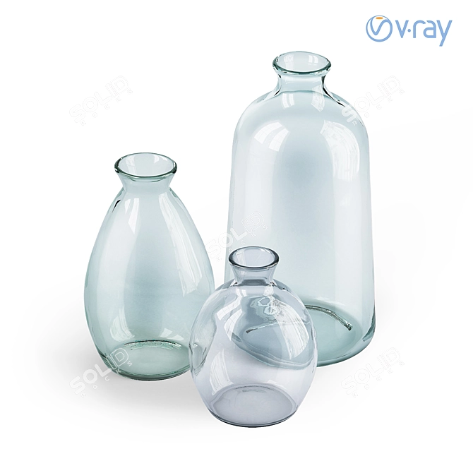 Artisanal Recycled Glass Vases | Handcrafted Home Decor 3D model image 1