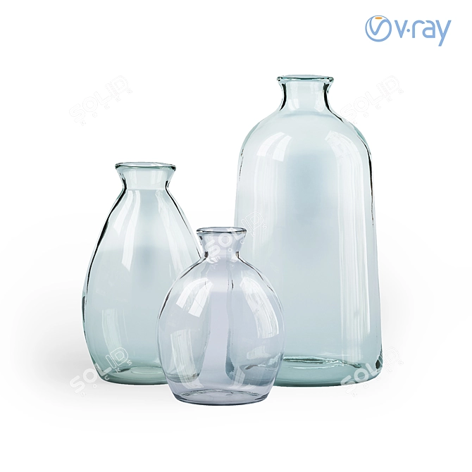 Artisanal Recycled Glass Vases | Handcrafted Home Decor 3D model image 2