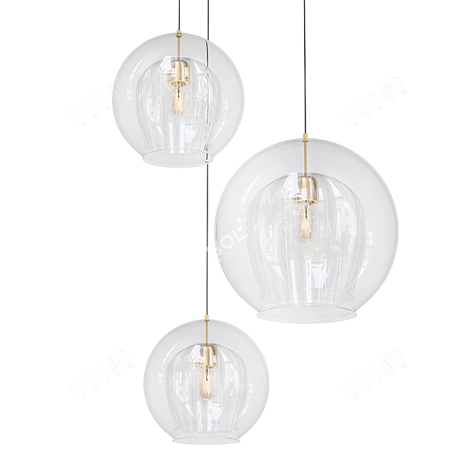 Crystal Pleat Pendant Light 3D model image 1