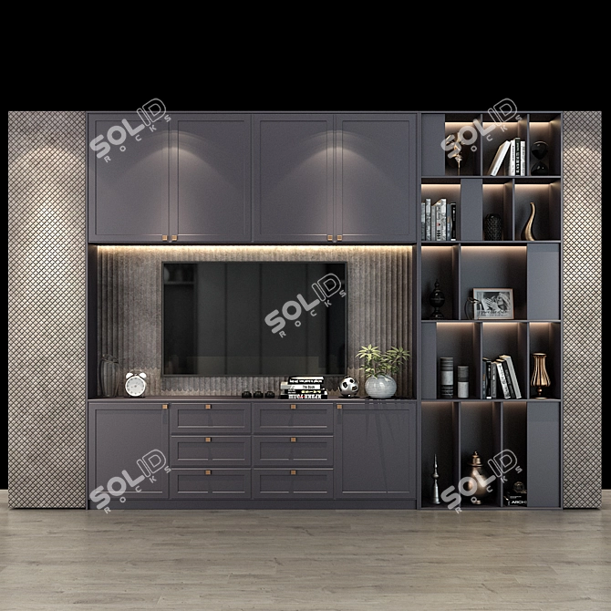 Modern TV Shelf 0107 3D model image 1