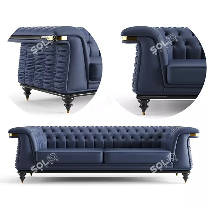 Luxury Leather Chester Sofa 3D model image 1