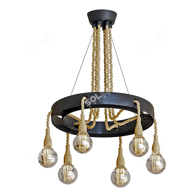 Industrial Loft Pendant: 2ft Diameter, 38" Length 3D model image 1