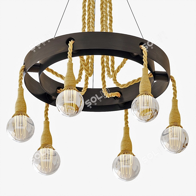 Industrial Loft Pendant: 2ft Diameter, 38" Length 3D model image 2