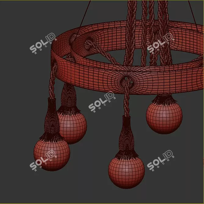 Industrial Loft Pendant: 2ft Diameter, 38" Length 3D model image 4