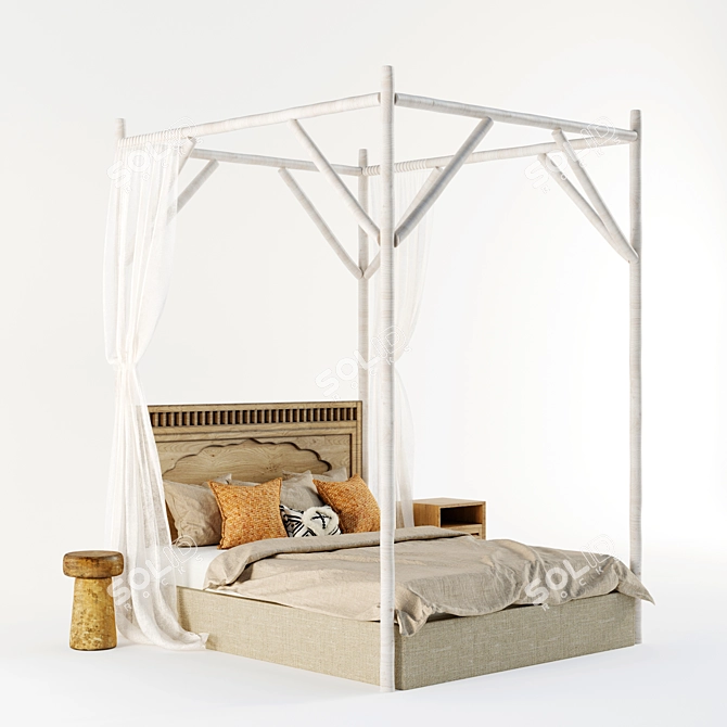 Ethnic Charm Bed 3D model image 4