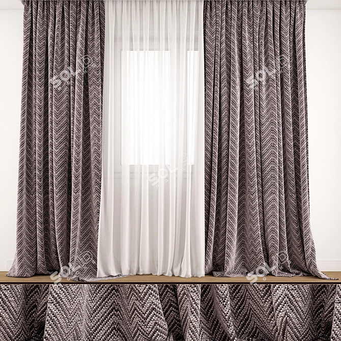 Elegant Decorative Curtain 3D model image 1