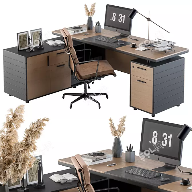 Elegant Executive Office Furniture Set 3D model image 1
