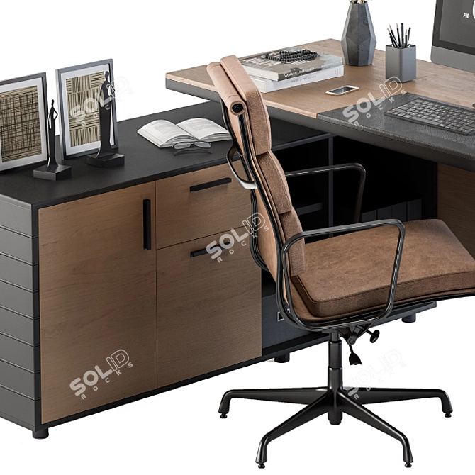 Elegant Executive Office Furniture Set 3D model image 2