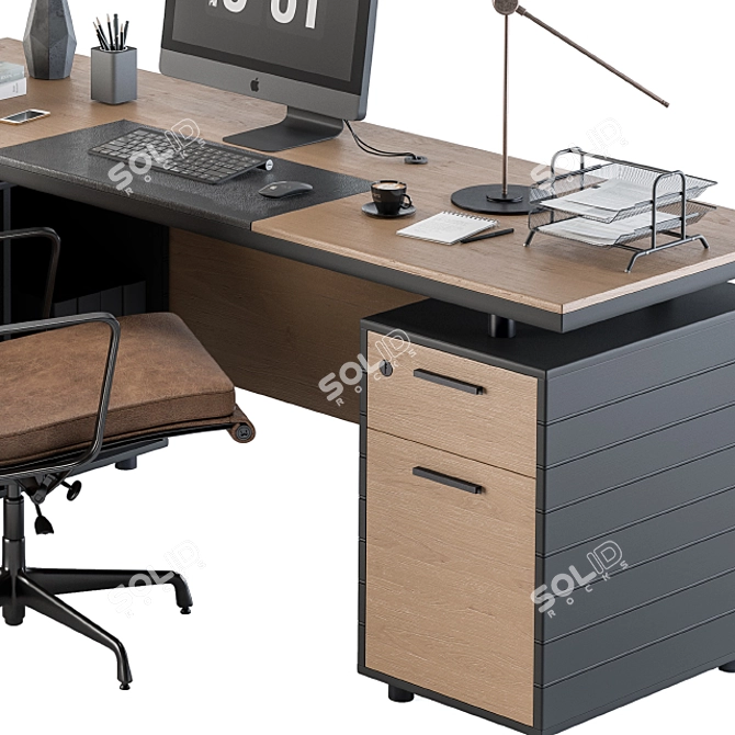 Elegant Executive Office Furniture Set 3D model image 3