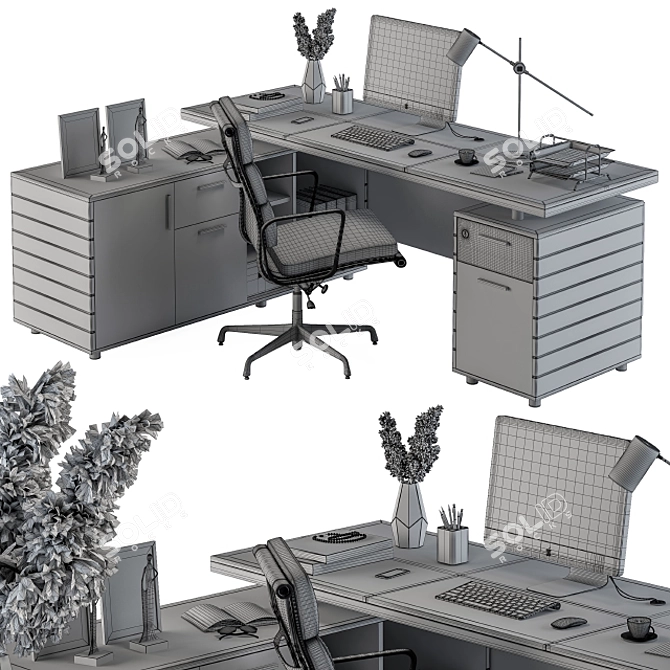Elegant Executive Office Furniture Set 3D model image 4