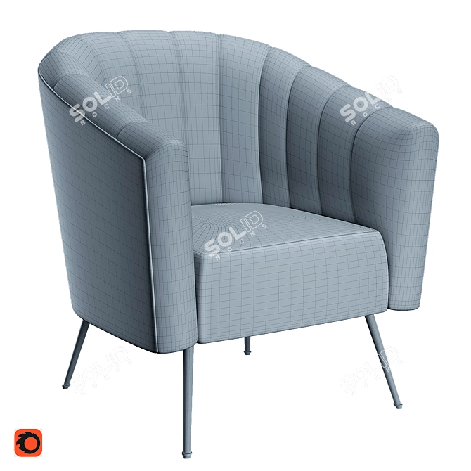 Elegant Shelly Stone Velvet Chair 3D model image 2