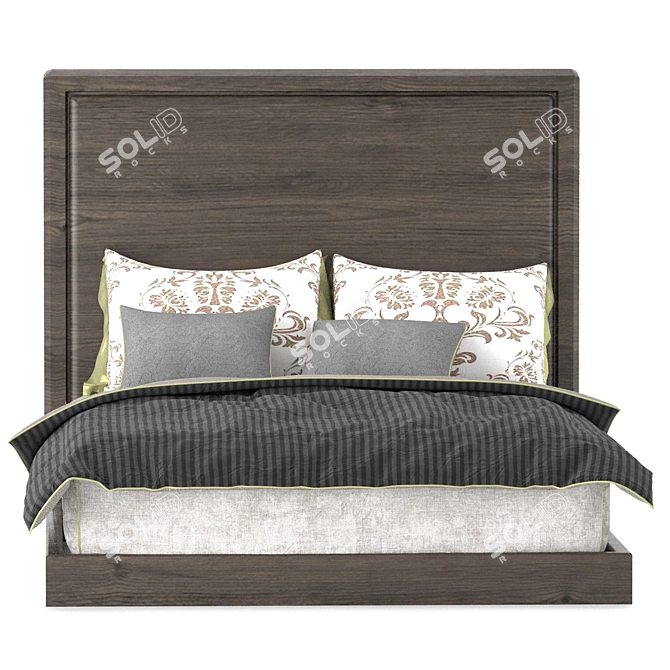 Rustic Wood B&B Bed 3D model image 2