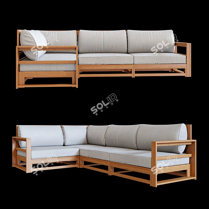 Timor Acacia Wood Garden Sofa Set 3D model image 1