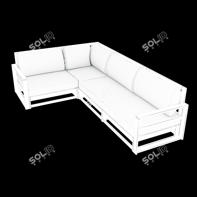 Timor Acacia Wood Garden Sofa Set 3D model image 3