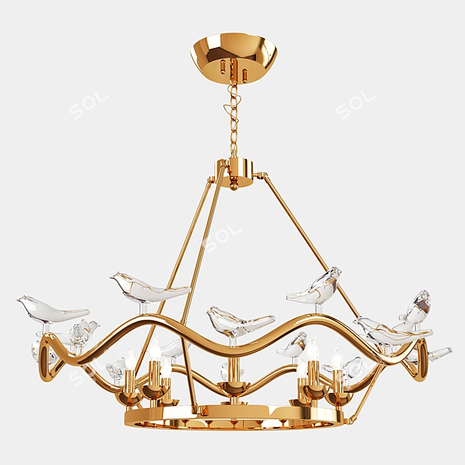 Elegant Dove Glass Bird Chandelier 3D model image 1