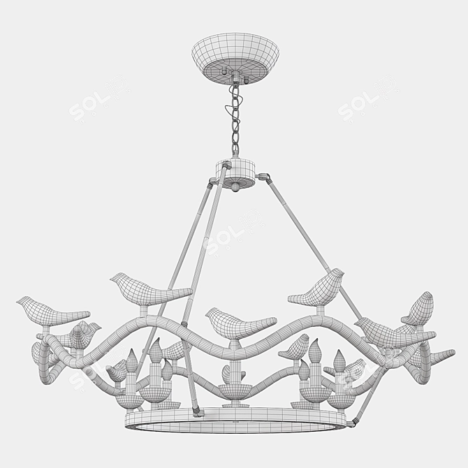 Elegant Dove Glass Bird Chandelier 3D model image 2