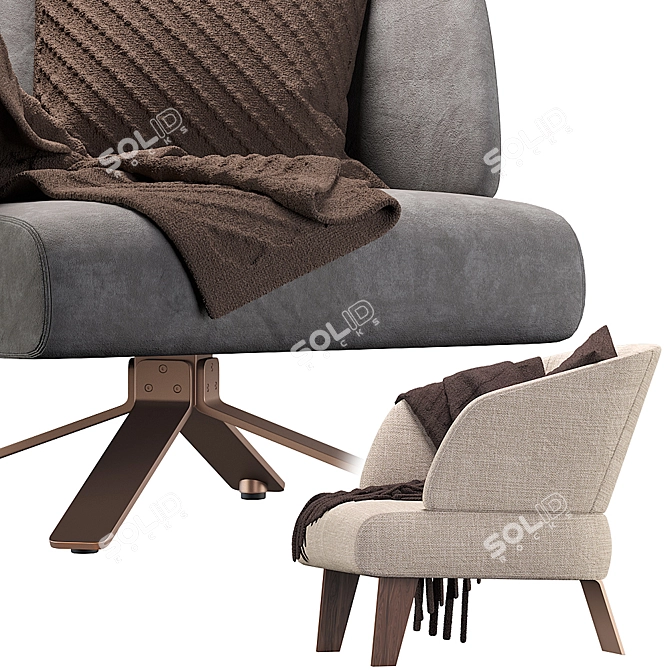 Elegant Small Reeves Armchair by Minotti 3D model image 2