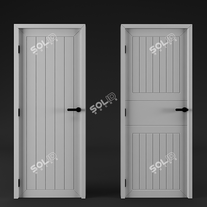 Elegant White Wood Entry Door 3D model image 2