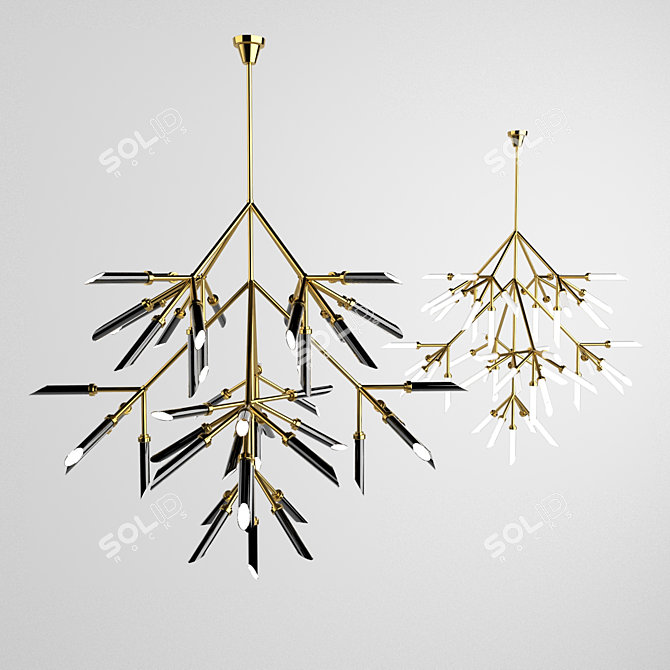 Sleek Crystal Chandelier 3D model image 1