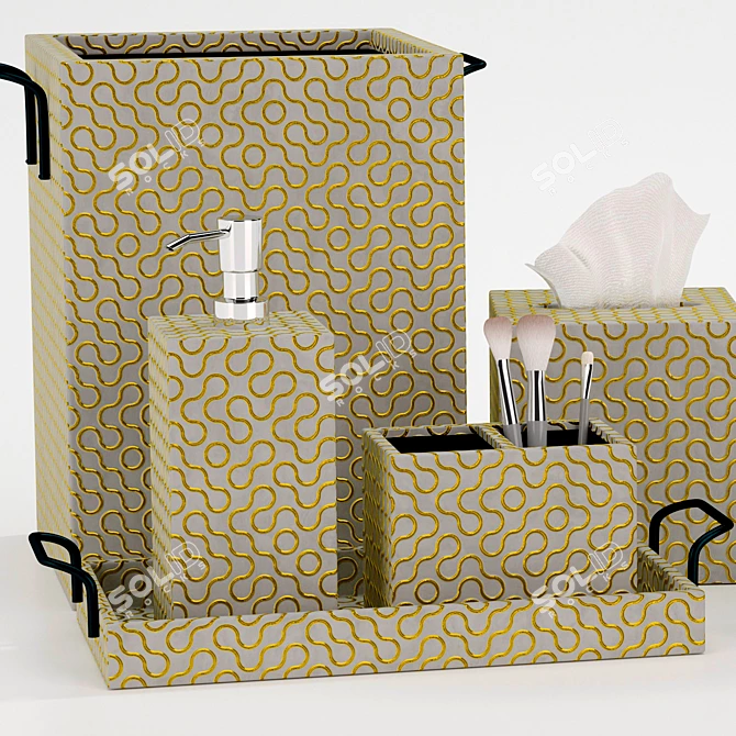 Elegant Bathroom Decor Set 3D model image 6